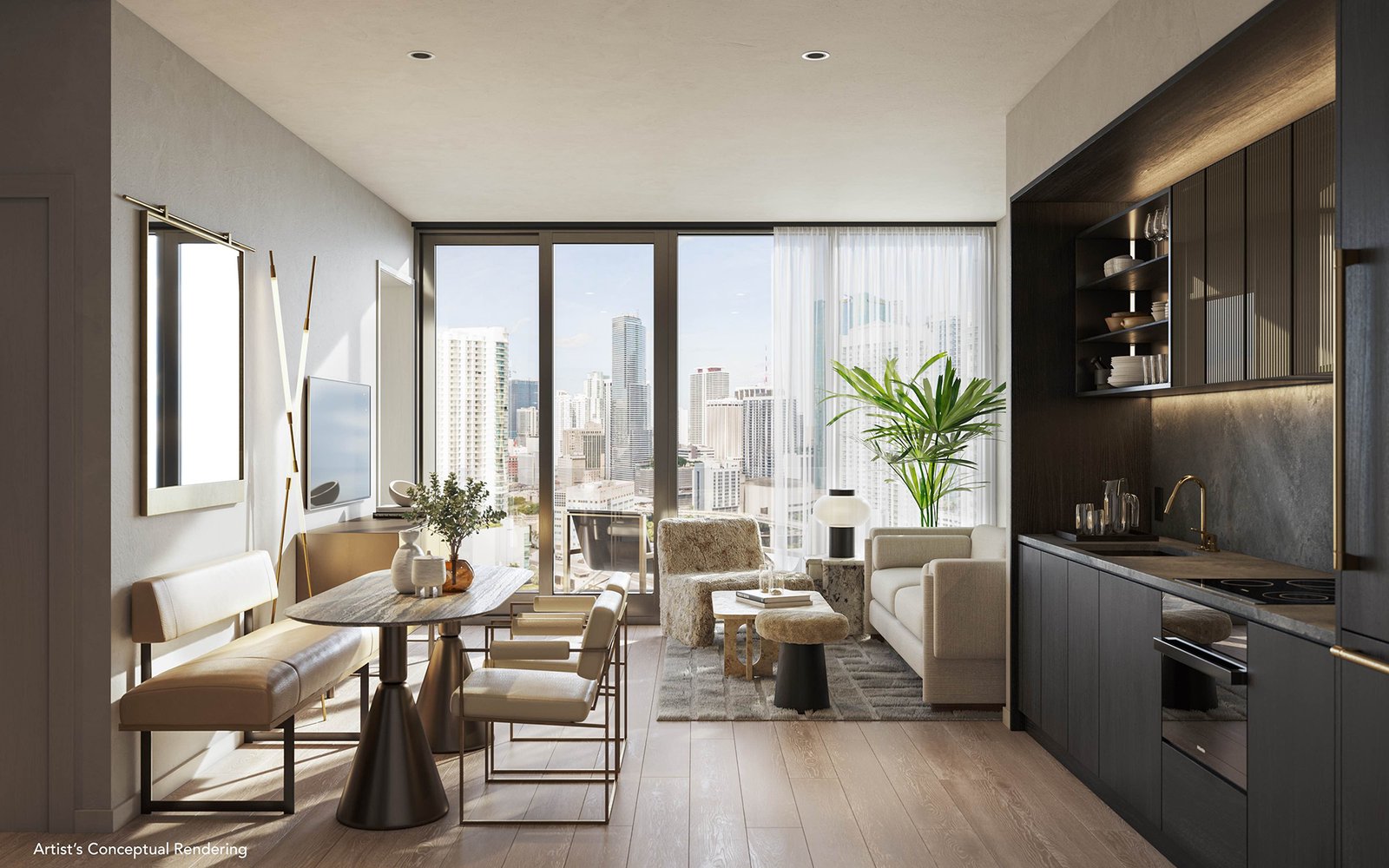 A residence interior at Lofty Brickell — developer rendering