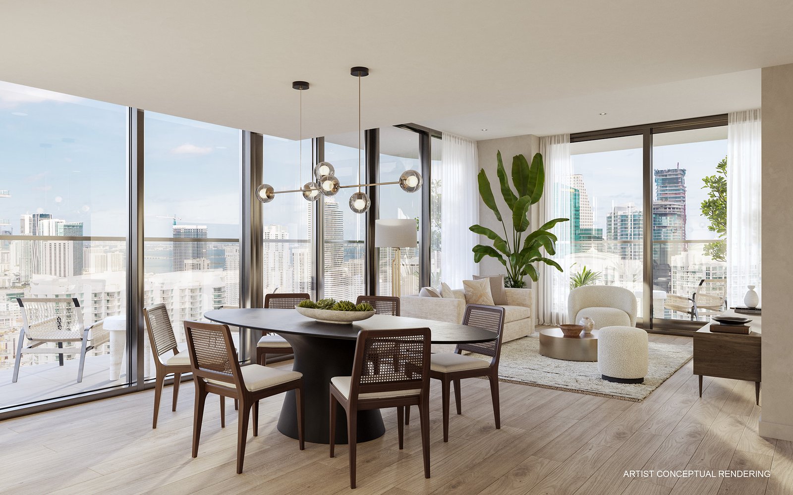 A residence interior at Lofty Brickell — developer rendering