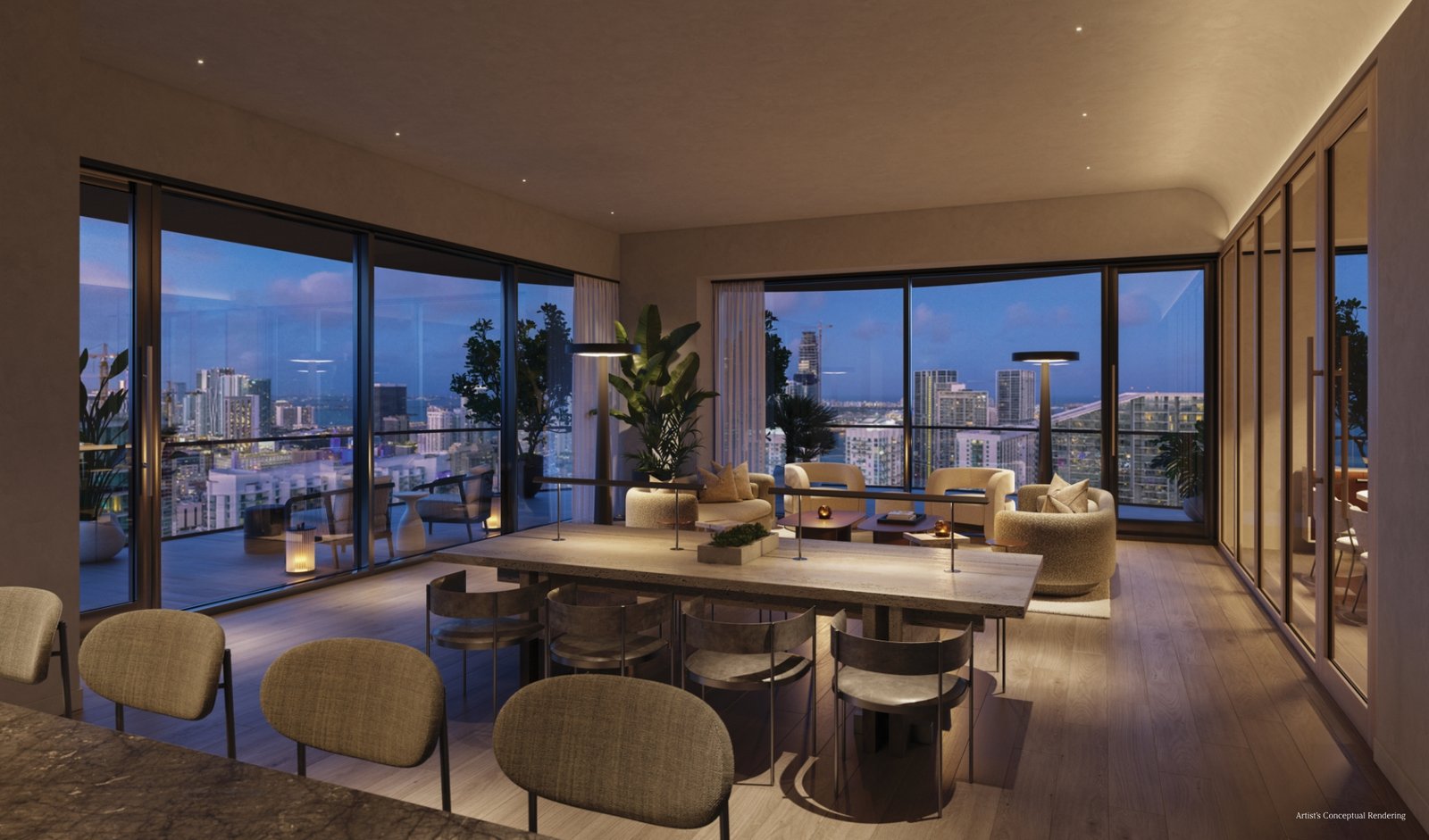 A residence interior at Lofty Brickell — developer rendering