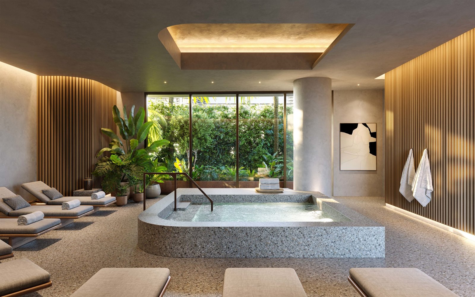 An amenity space at Lofty Brickell — developer rendering