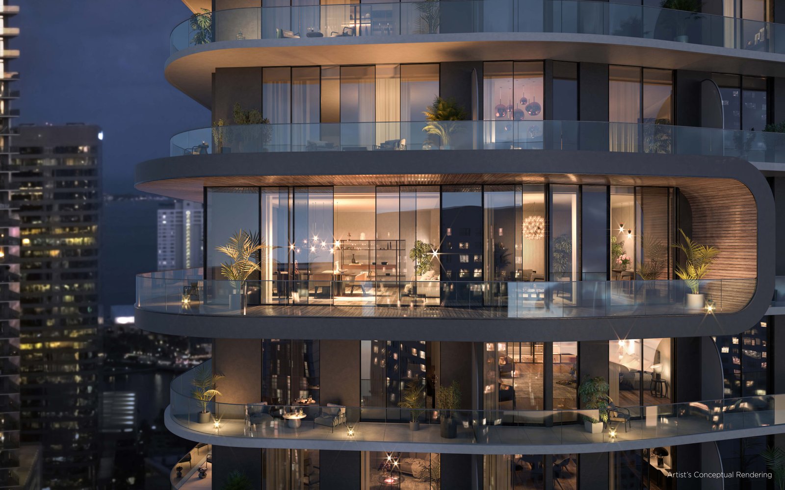 Lofty Brickell on the Miami River — developer rendering