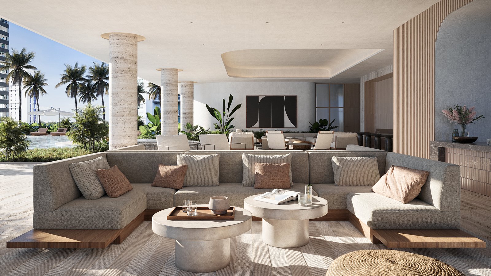The pool juice bar at Lofty Brickell — developer rendering