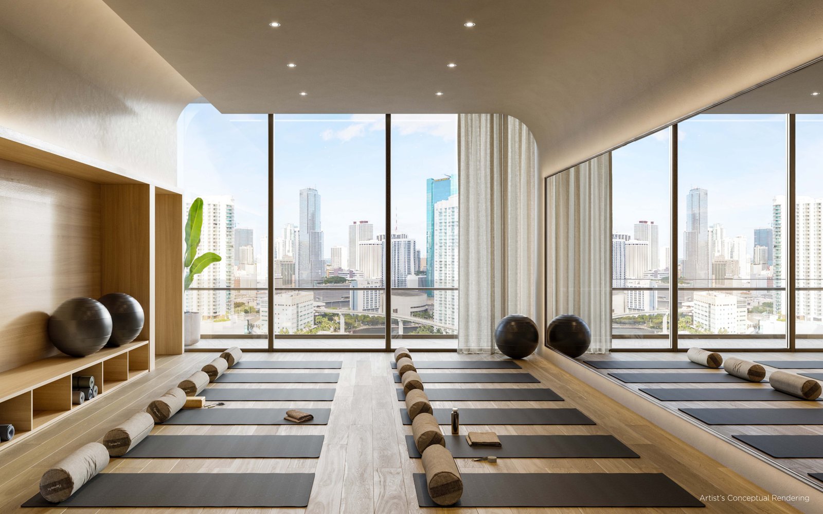 The yoga studio at Lofty Brickell — developer rendering