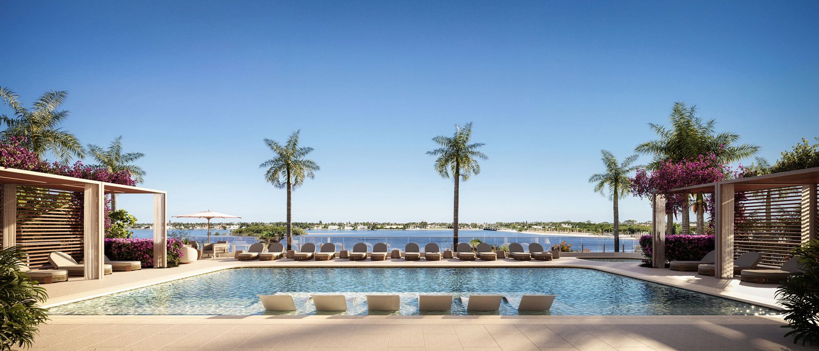 - Maison d'Or West Palm Beach The east pool deck at Maison d'Or — developer rendering