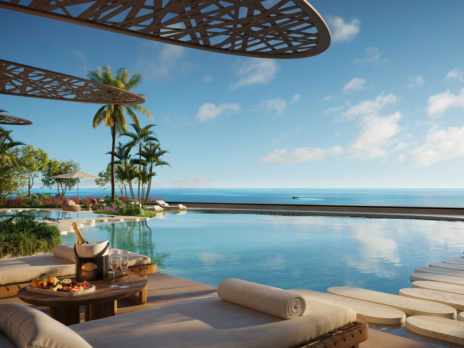- The Residences at Mandarin Oriental, Miami Mandarin Oriental Miami terrace and outdoor space — developer rendering