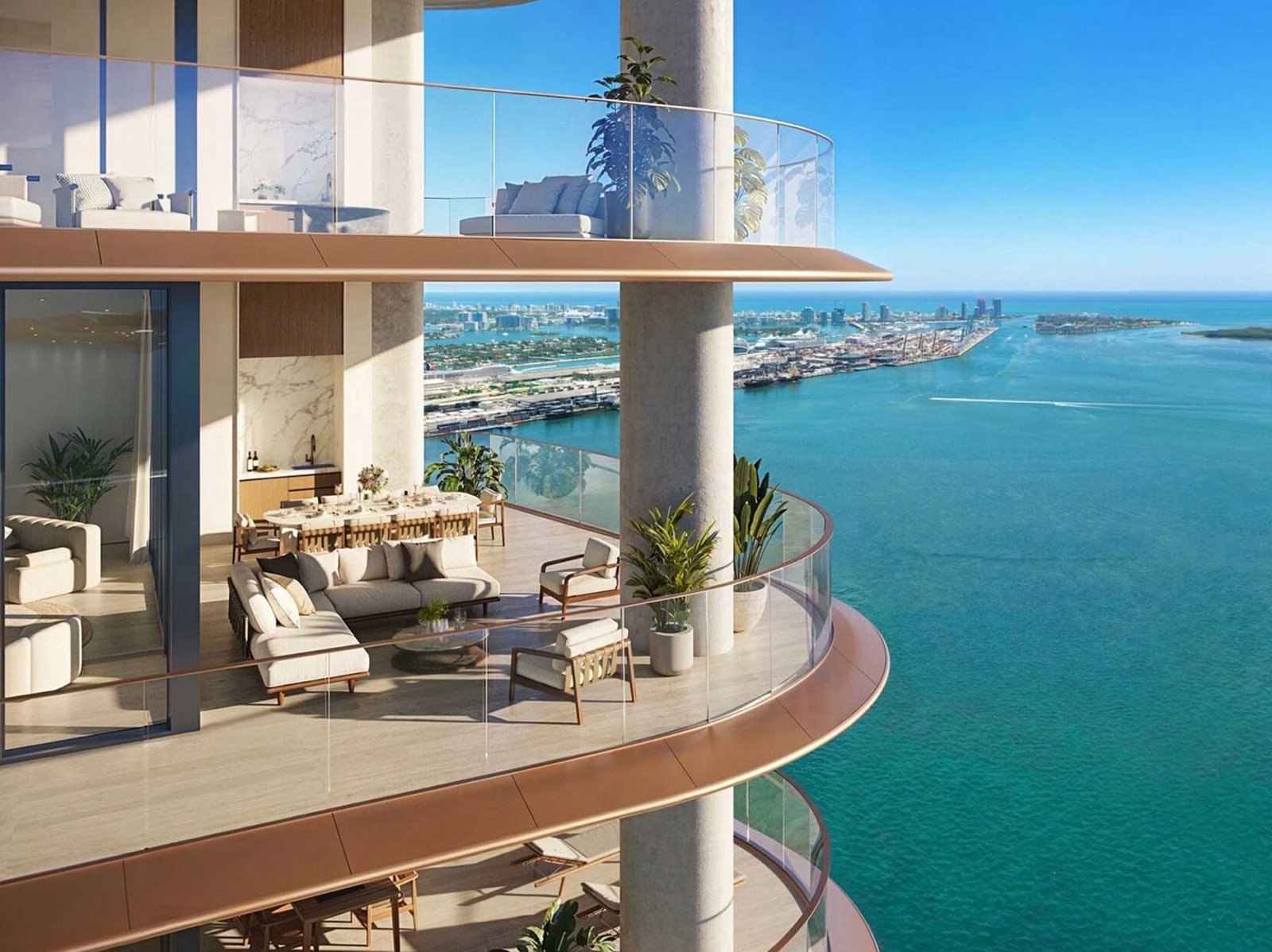 - The Residences at Mandarin Oriental, Miami The Residences at Mandarin Oriental, Miami at dusk — developer rendering