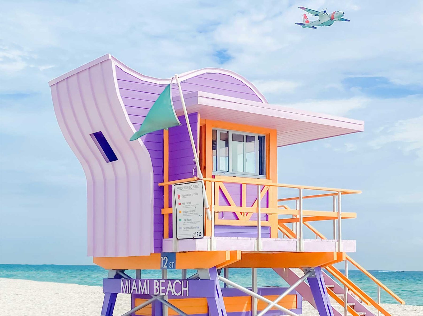 Pastel Art Deco lifeguard stand on Miami Beach