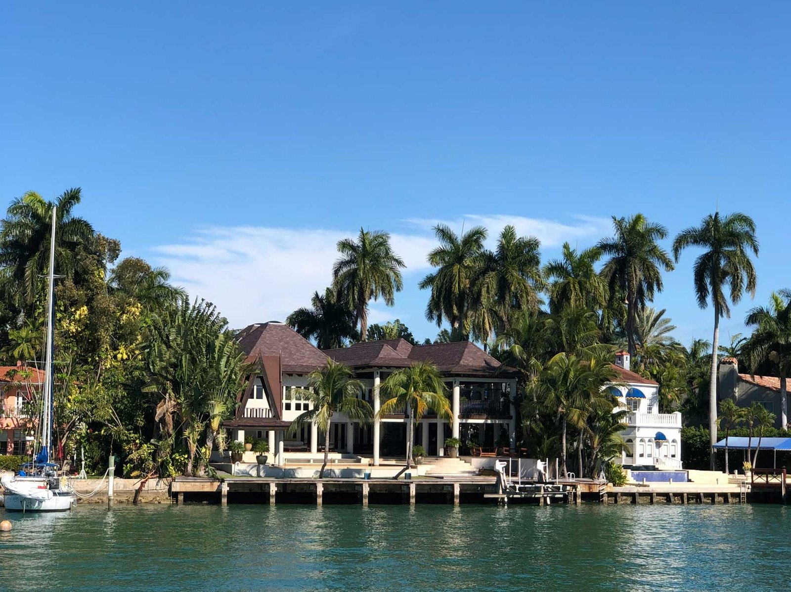 A Miami waterfront home with private dockage and mature palms
