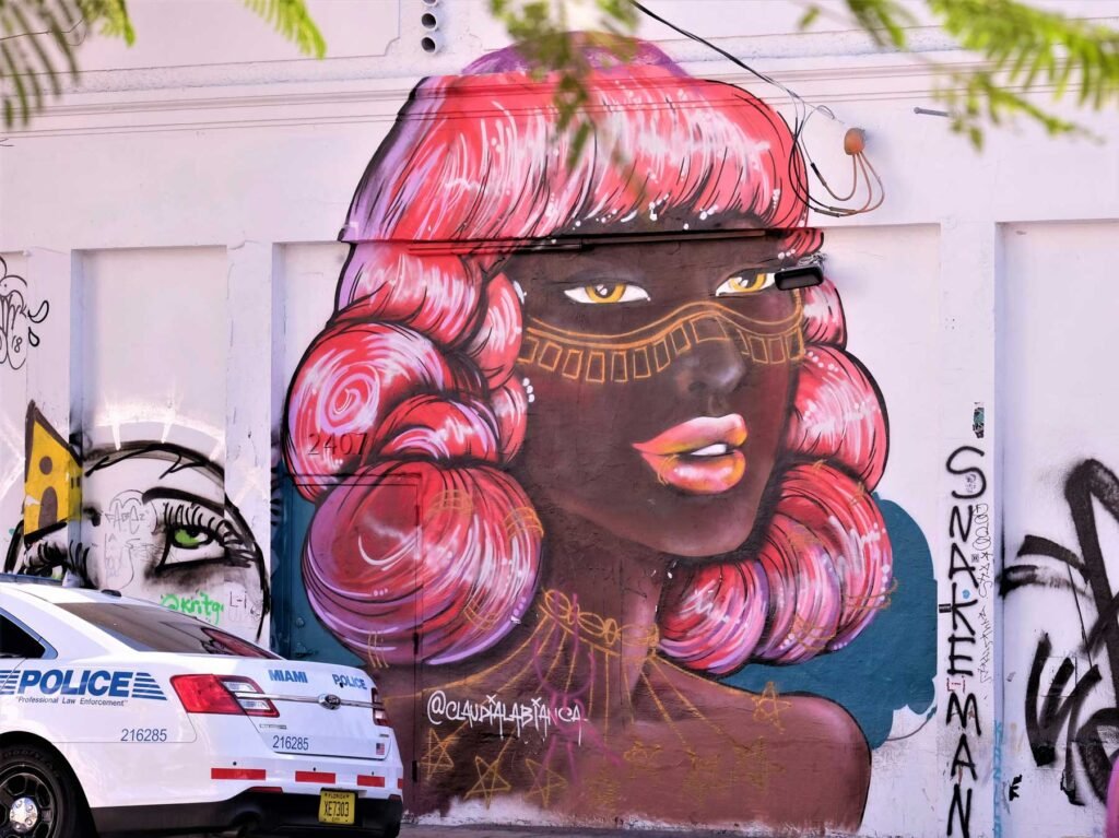 Large mural on a wall in Wynwood, Miami