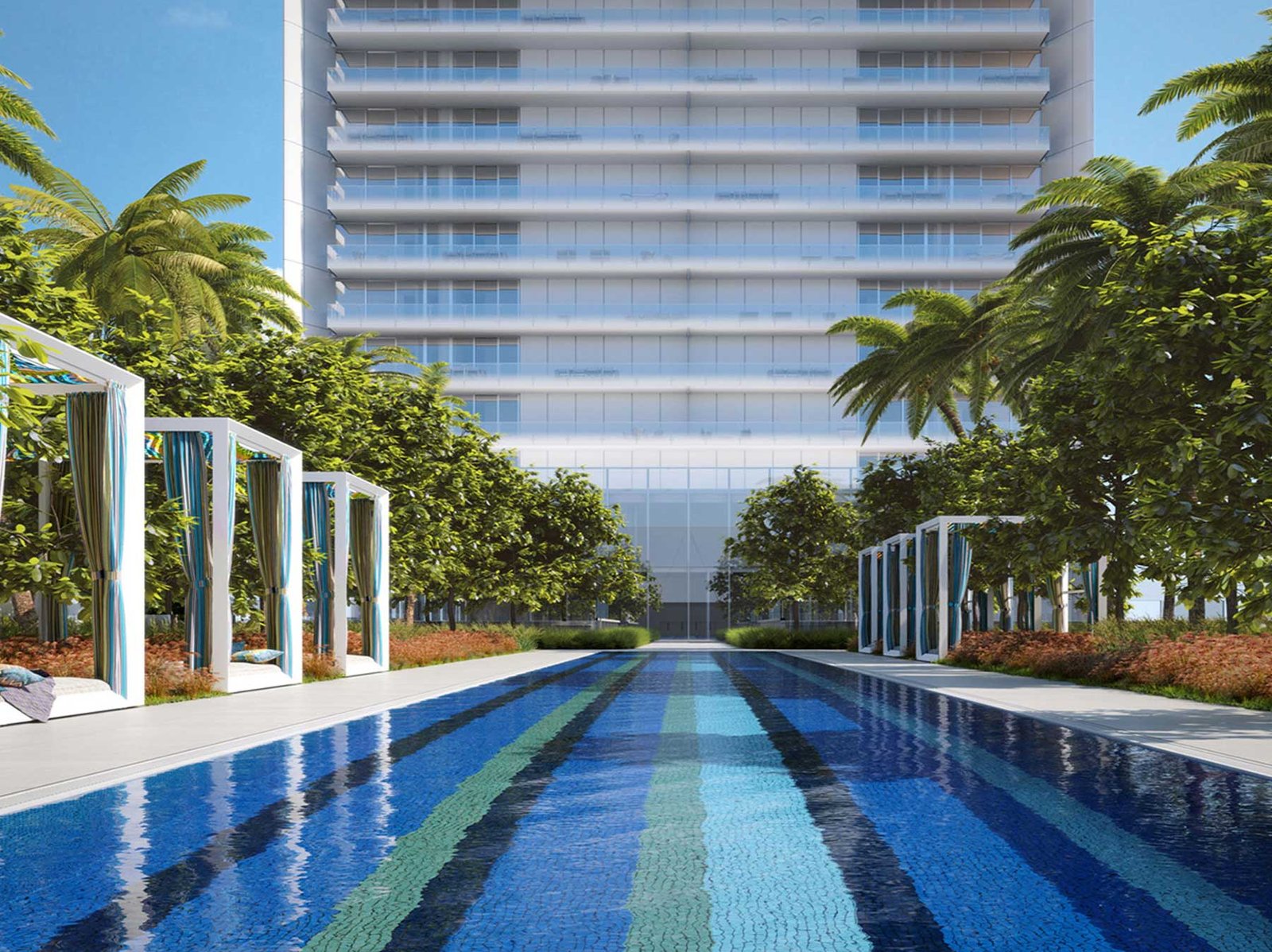 The lap pools at Missoni Baia — developer rendering