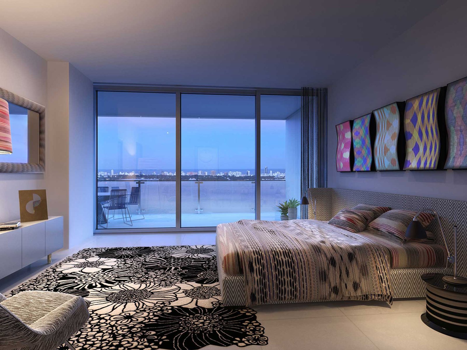 A bedroom at Missoni Baia — developer rendering