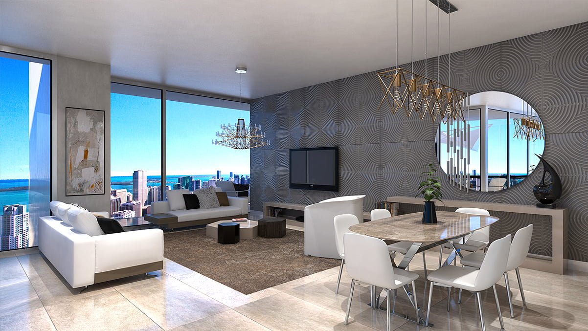 Residence living room at Okan Tower