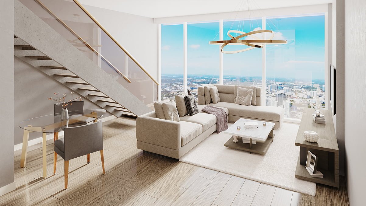 Residence living room at Okan Tower