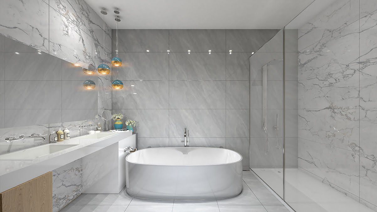 Residence master bathroom at Okan Tower