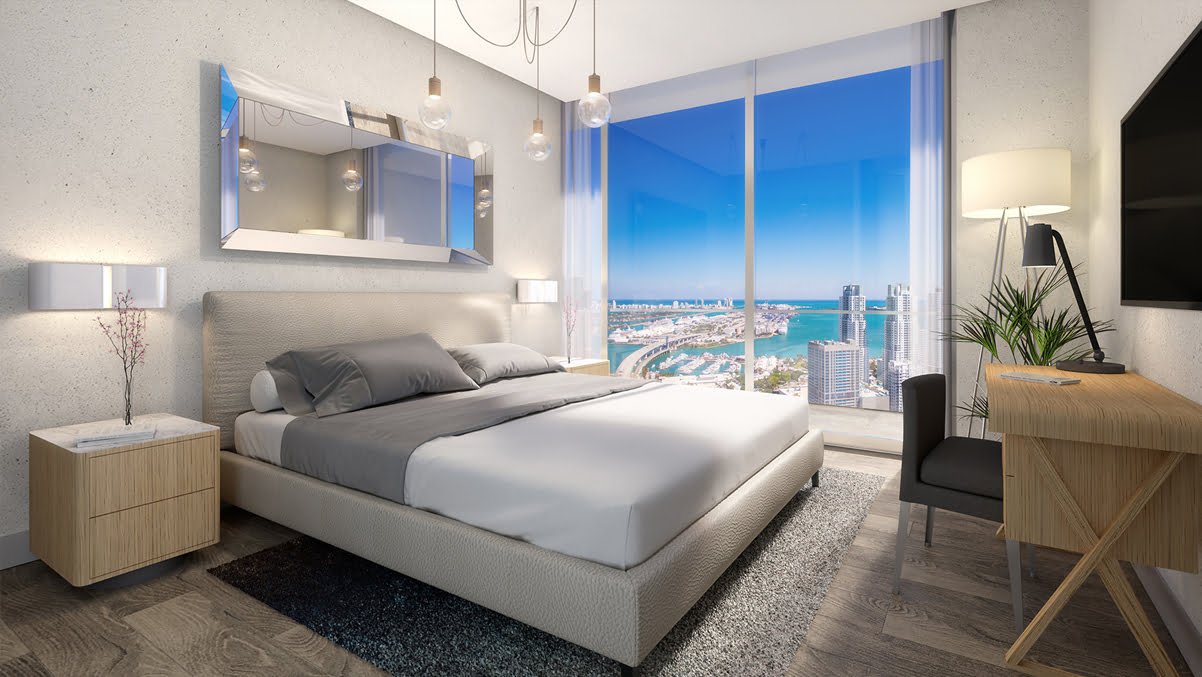 Short-term rental residence bedroom at Okan Tower
