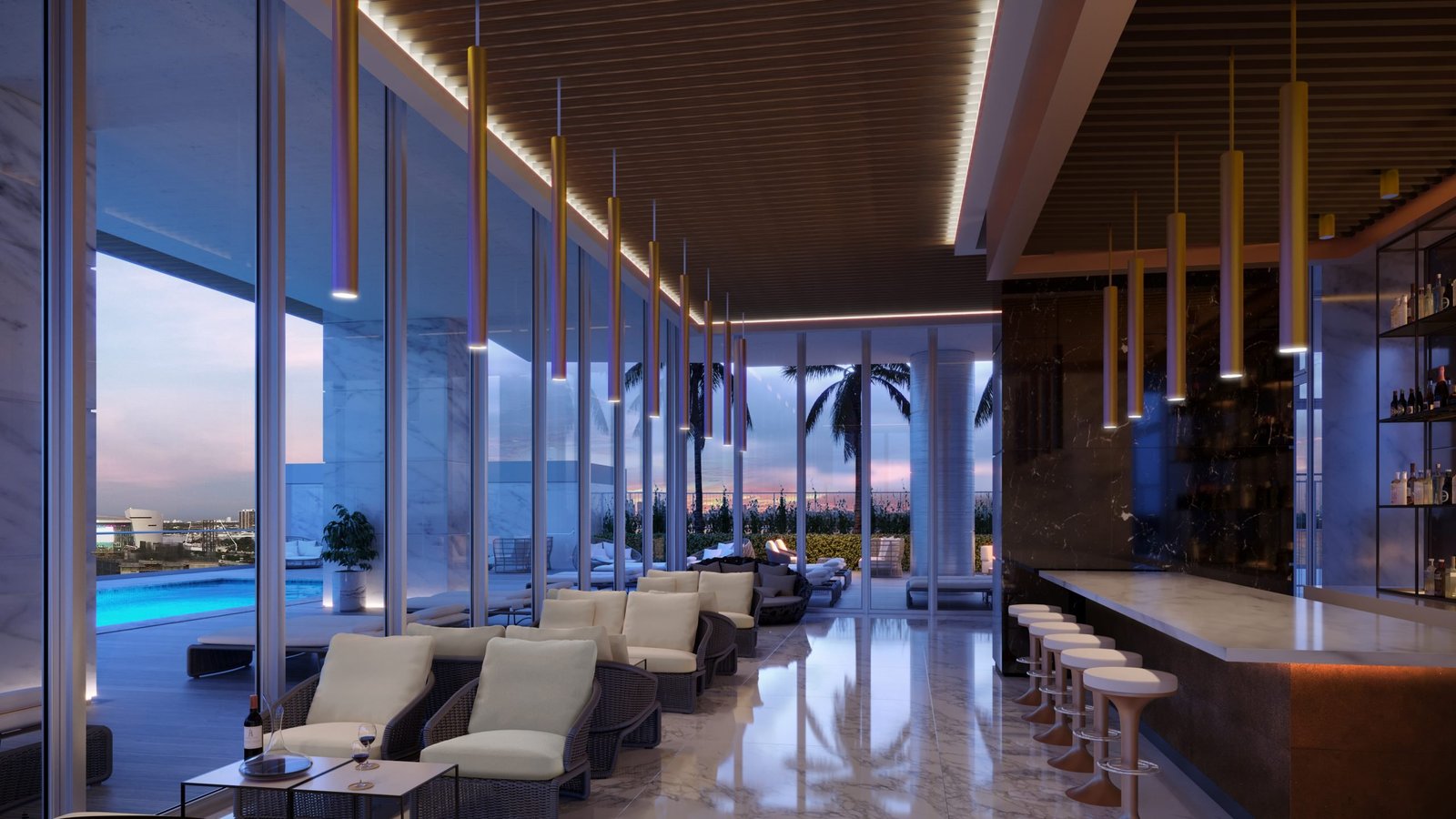 The owners clubroom lounge at Okan Tower