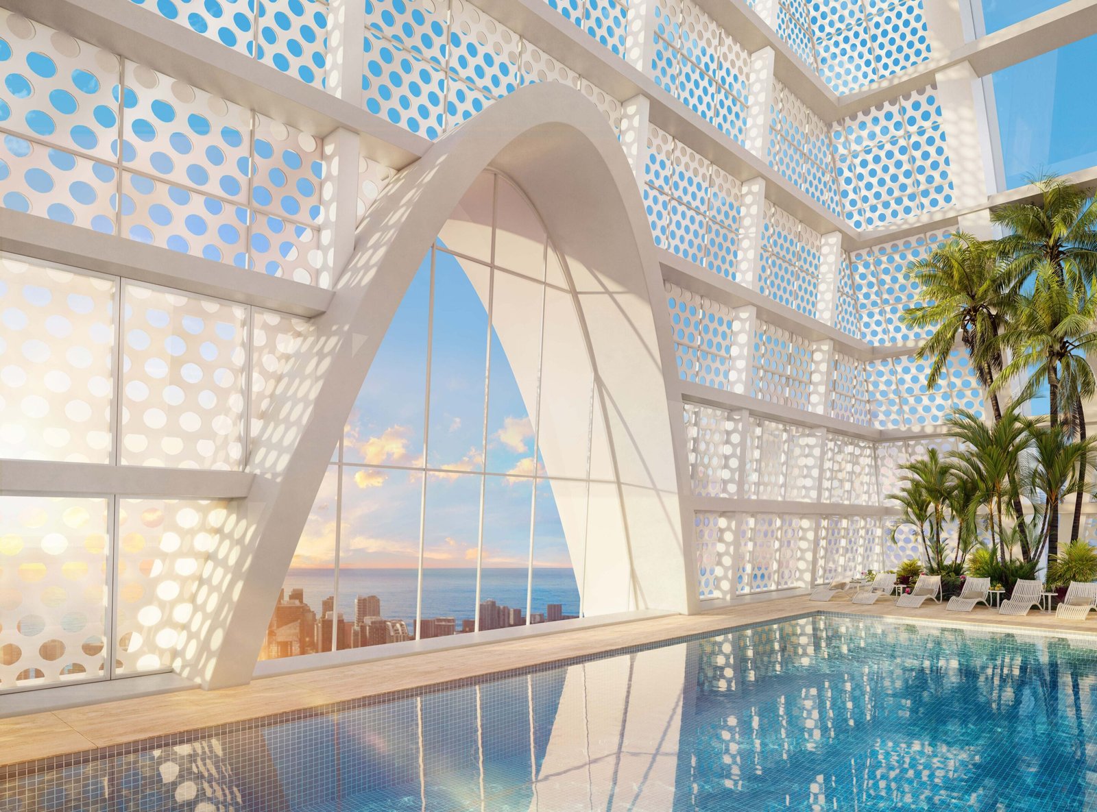 The rooftop pool at Okan Tower