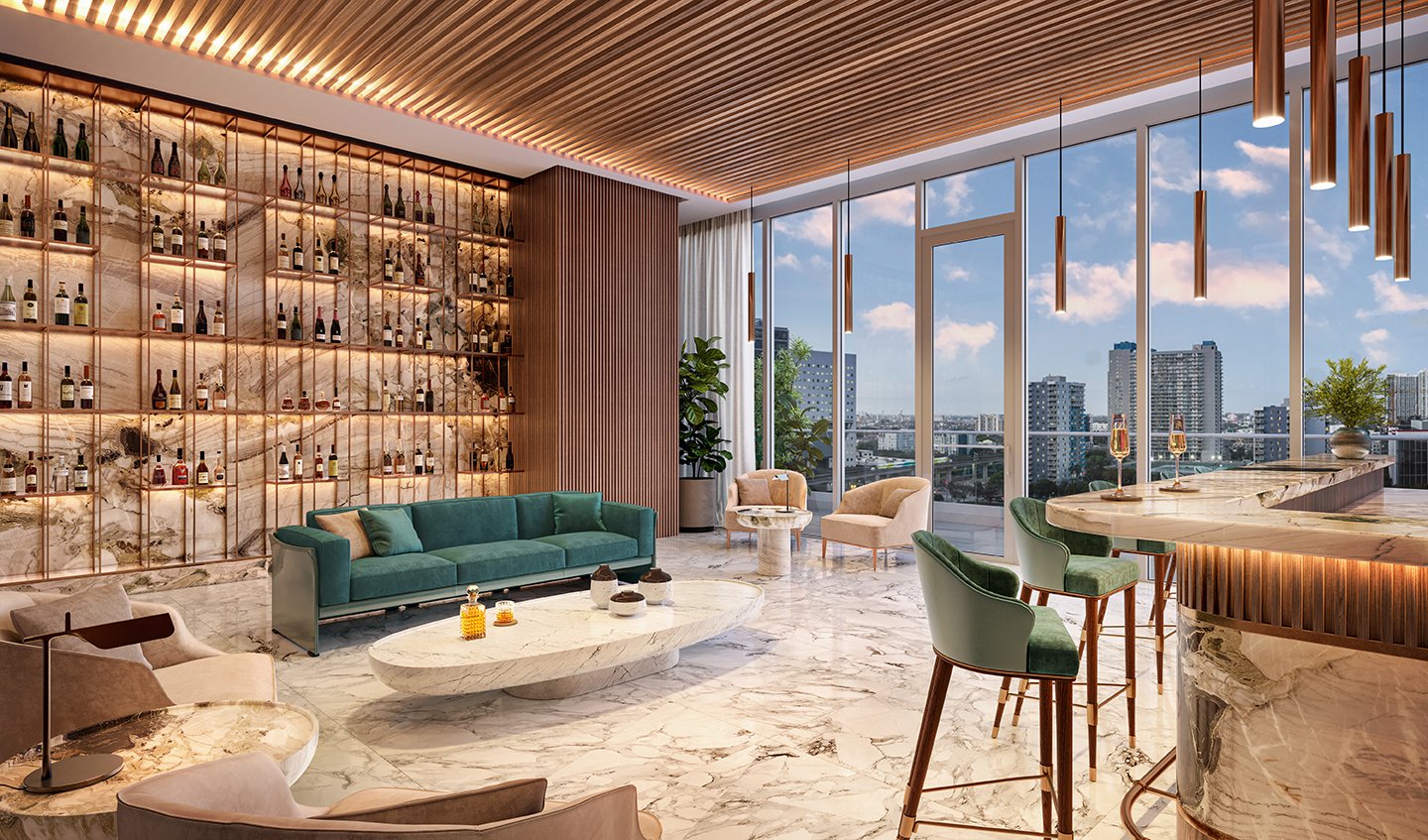 The wine lounge at Okan Tower