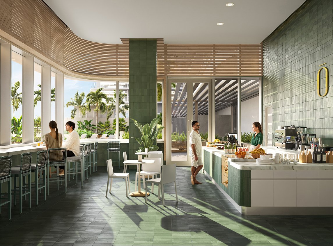 The juice bar at Olara Residences — developer rendering