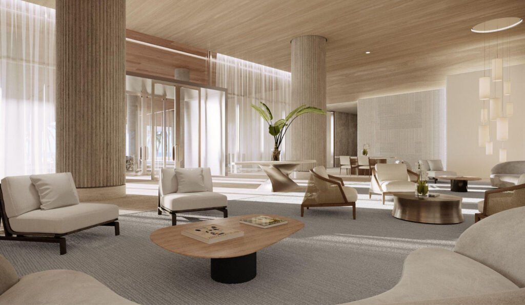The lobby at Olara Residences — developer rendering