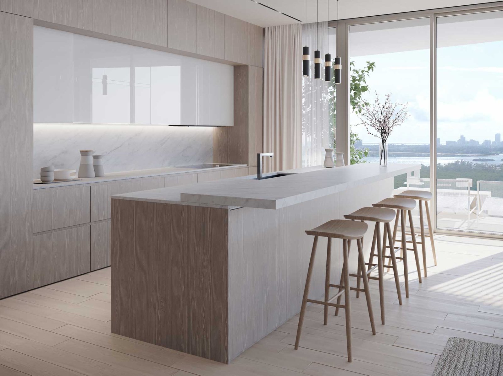 A residence kitchen at ONE Park Tower by Turnberry — developer rendering