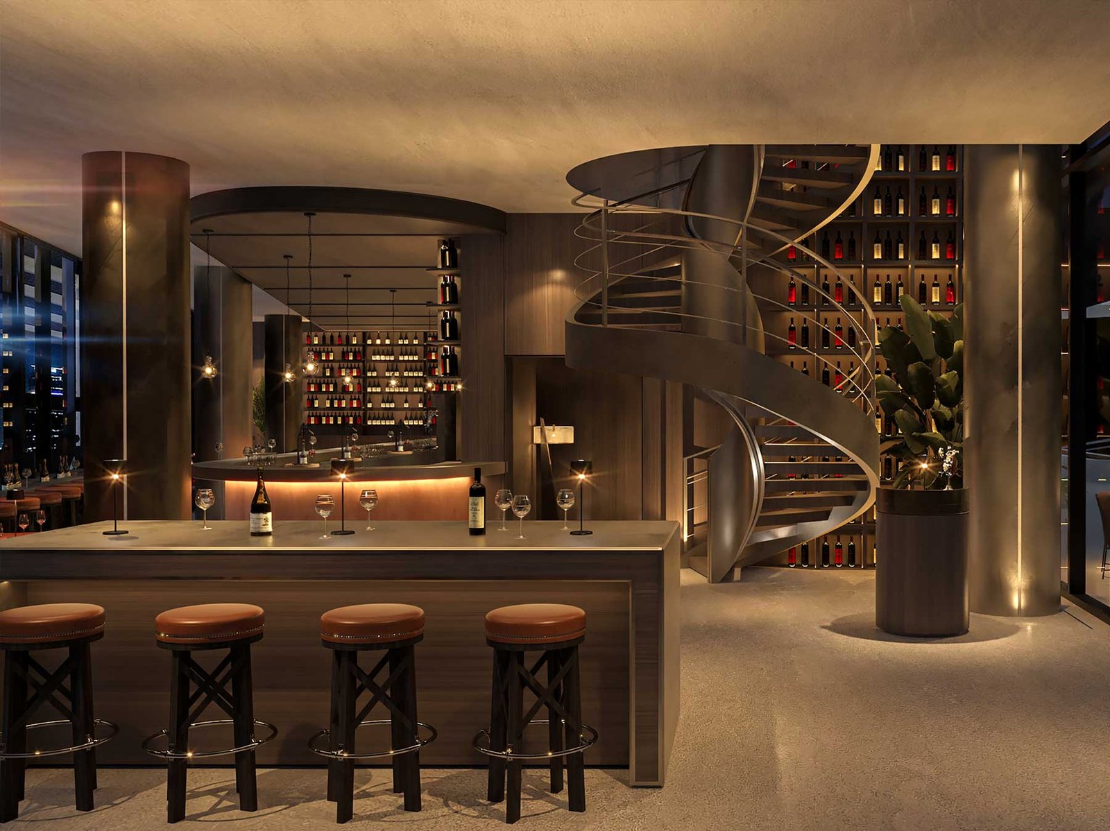 ORA by Casa Tua living area with Brickell views — developer rendering