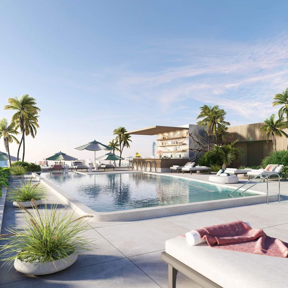 - Origin Residences Bay Harbor The pool deck at Origin Residences Bay Harbor — developer rendering
