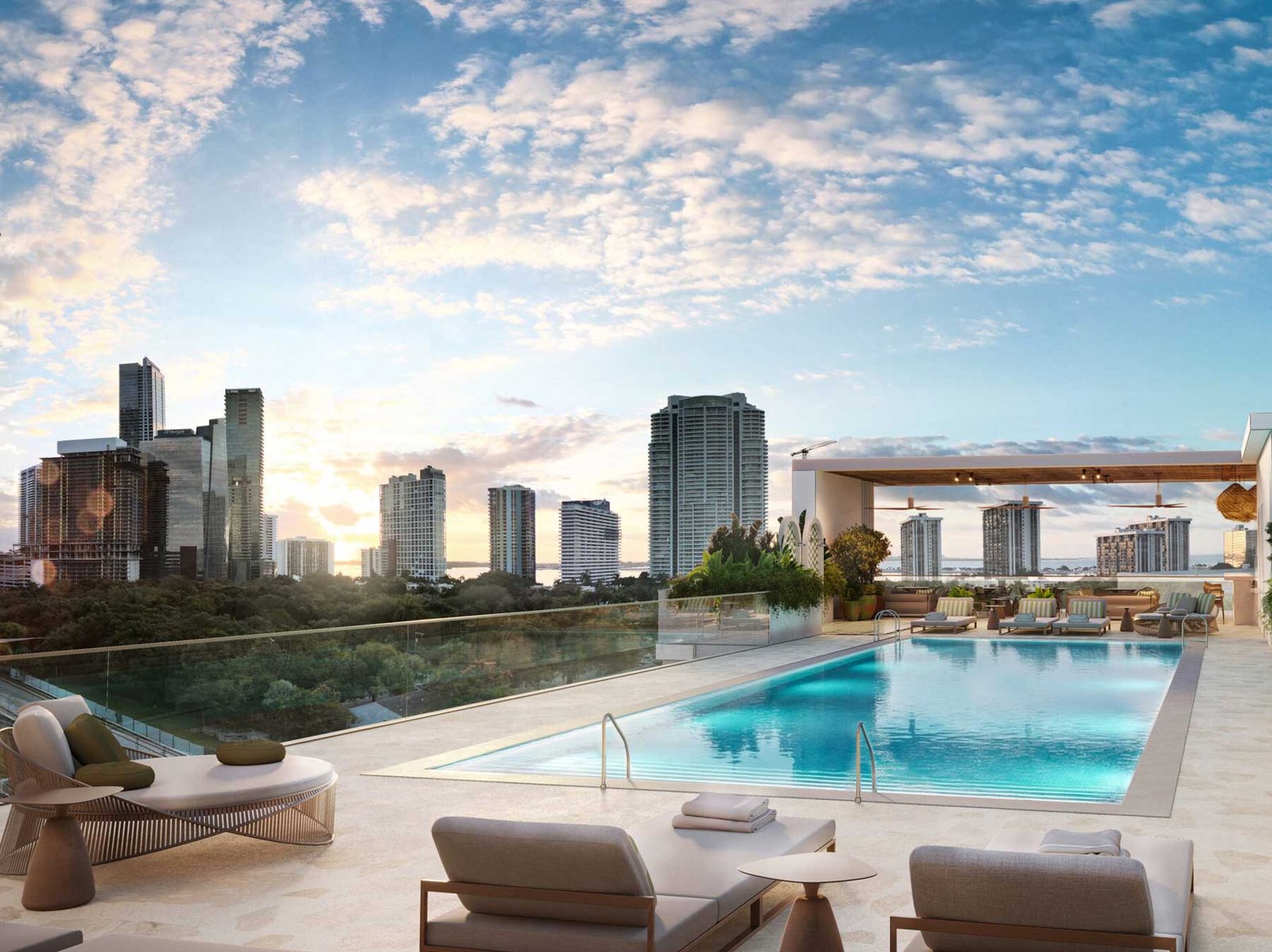 The rooftop pool at Parkside Residences Brickell — developer rendering