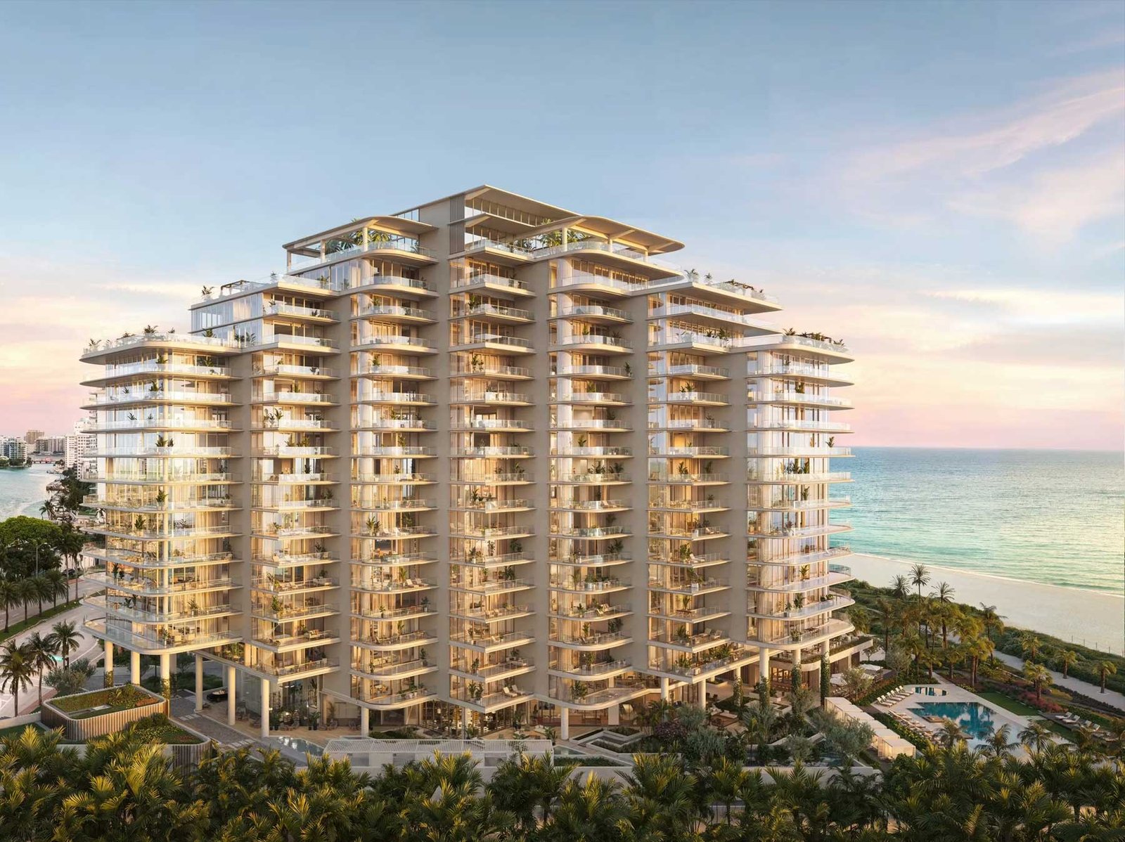 - The Perigon Miami Beach The Perigon Miami Beach in the Mid-Beach skyline — developer rendering