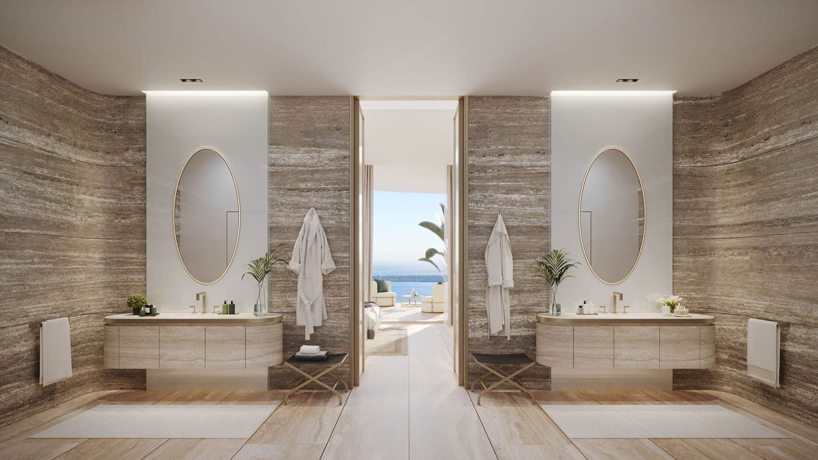 A primary bathroom at The Residences at 1428 Brickell — developer rendering