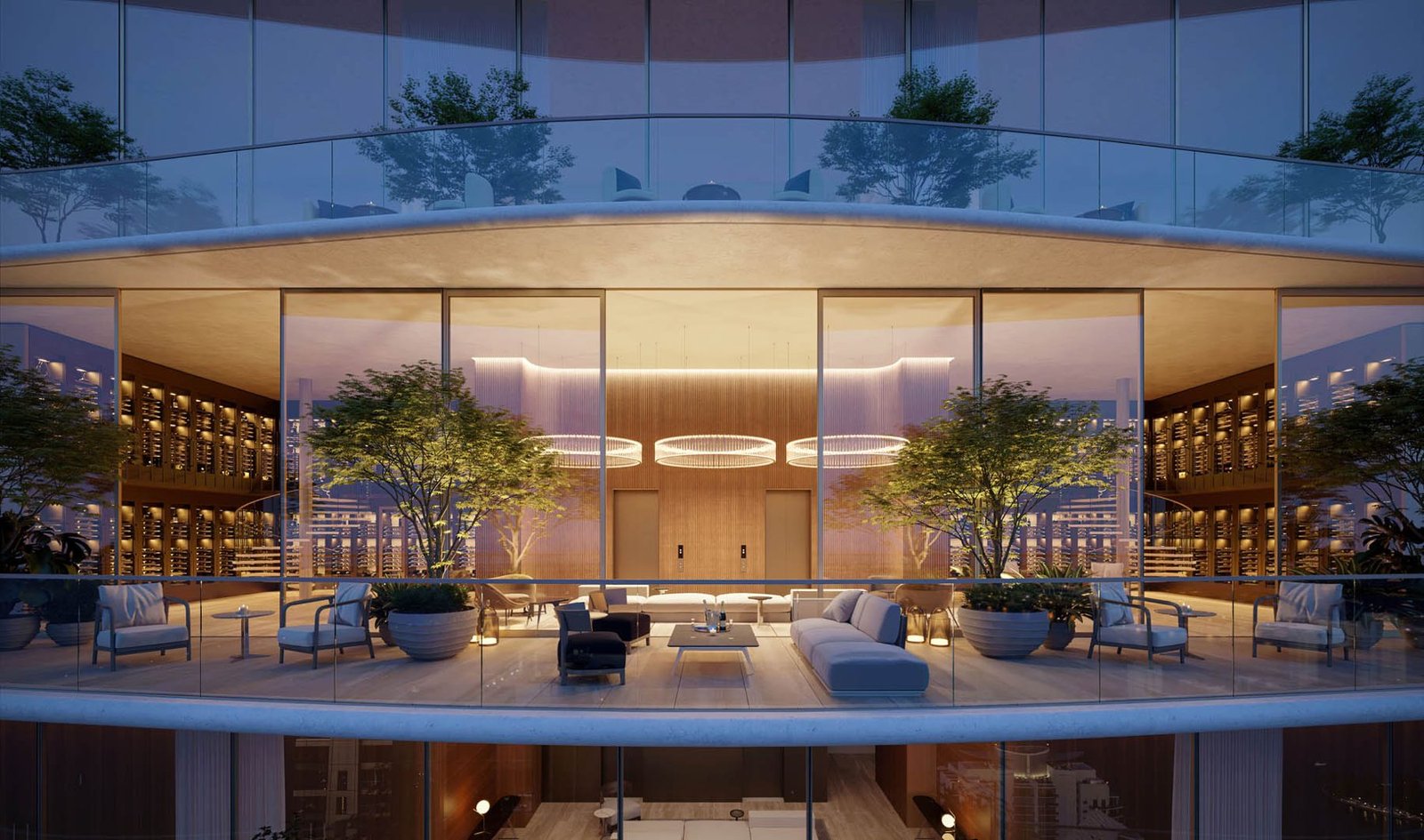 The wine and spirit lounge at The Residences at 1428 Brickell — developer rendering