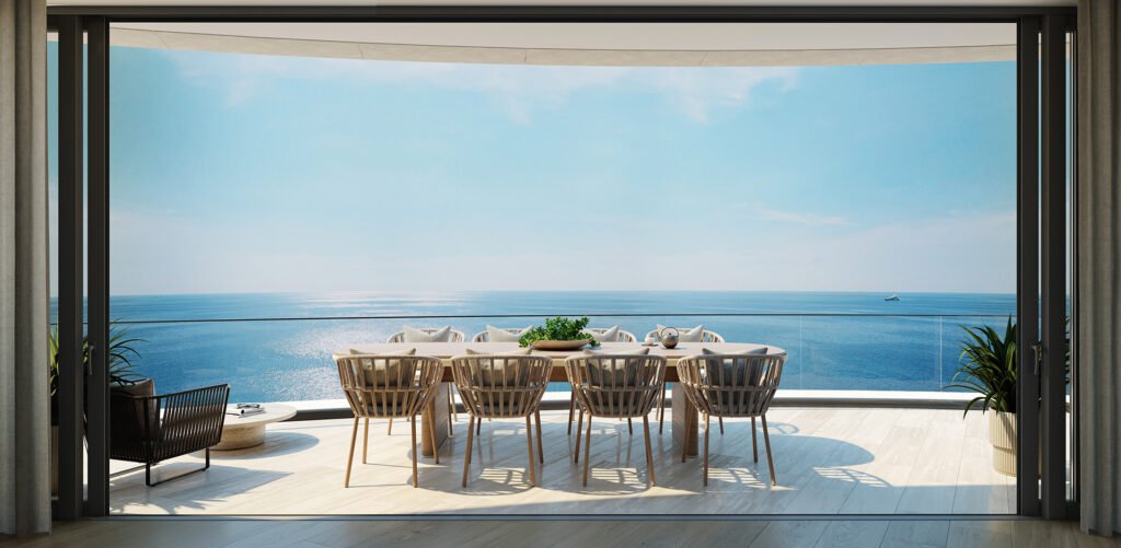 Rivage Bal Harbour private dining terrace overlooking the Atlantic — developer rendering