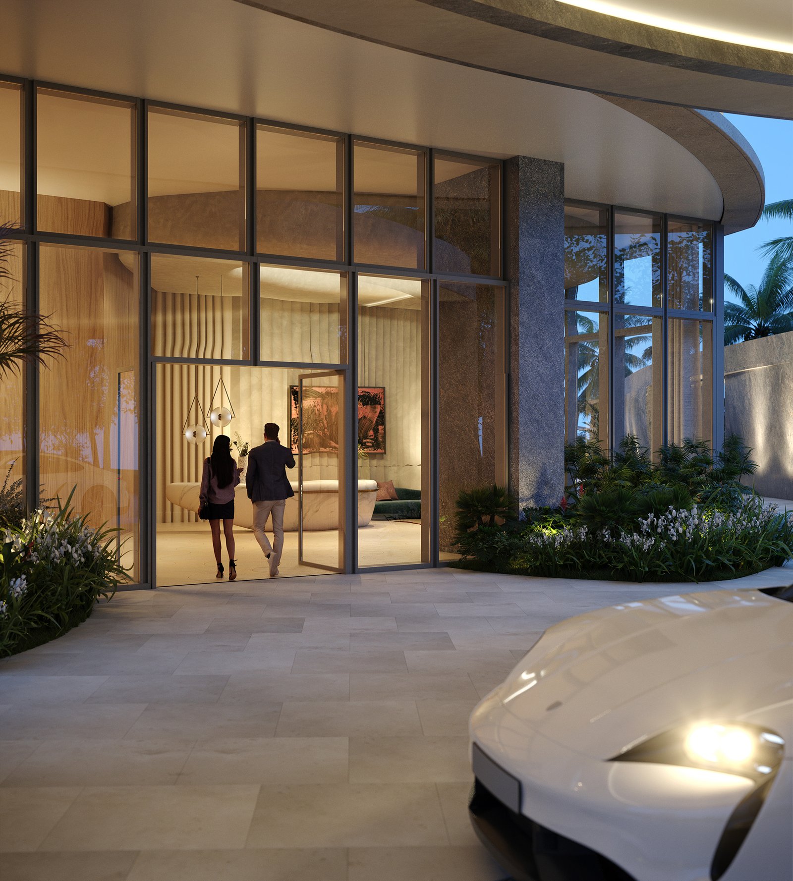 Rivage Bal Harbour porte-cochere and residents entrance — developer rendering