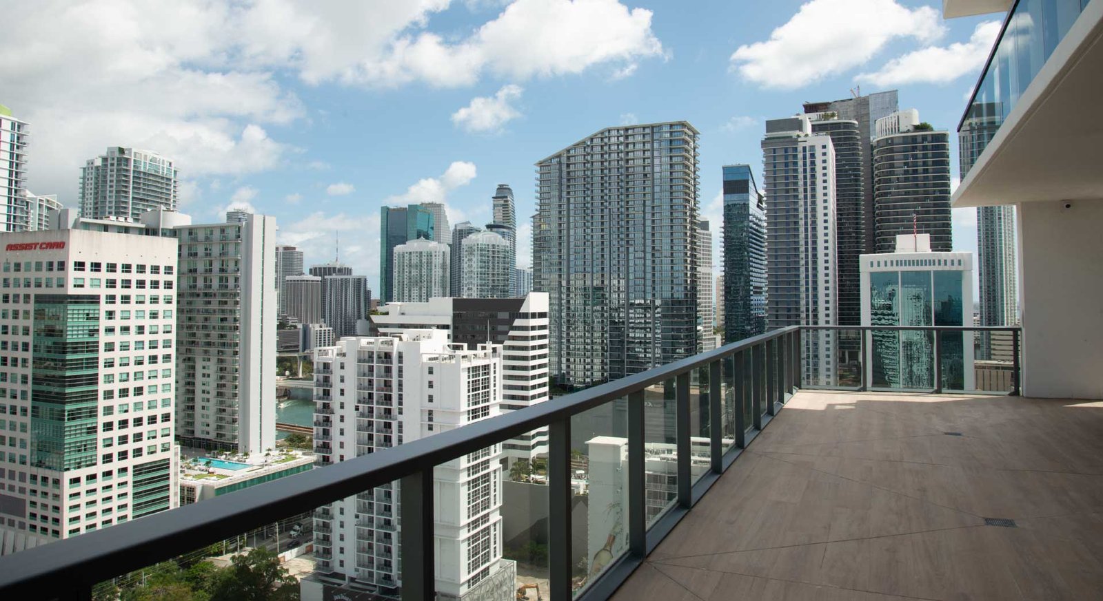 A residence terrace at Smart Brickell overlooking Brickell