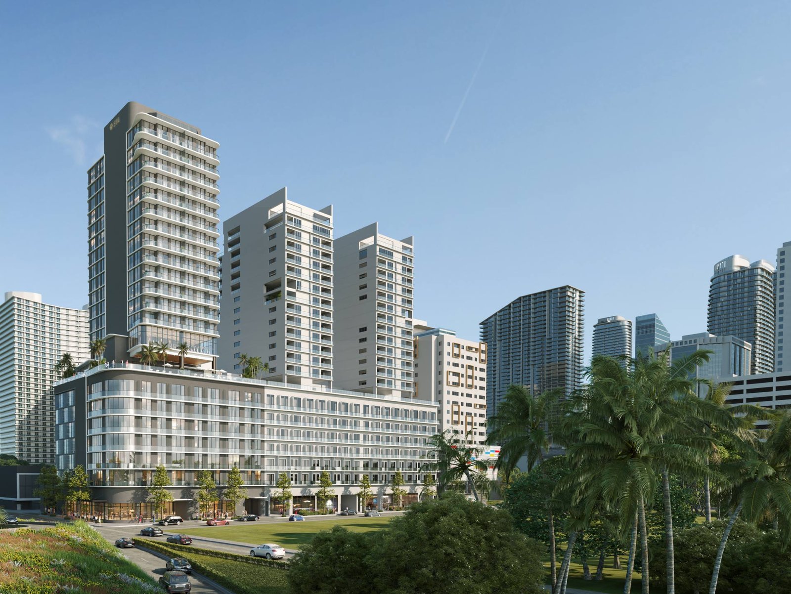 Smart Brickell and its podium seen from the air