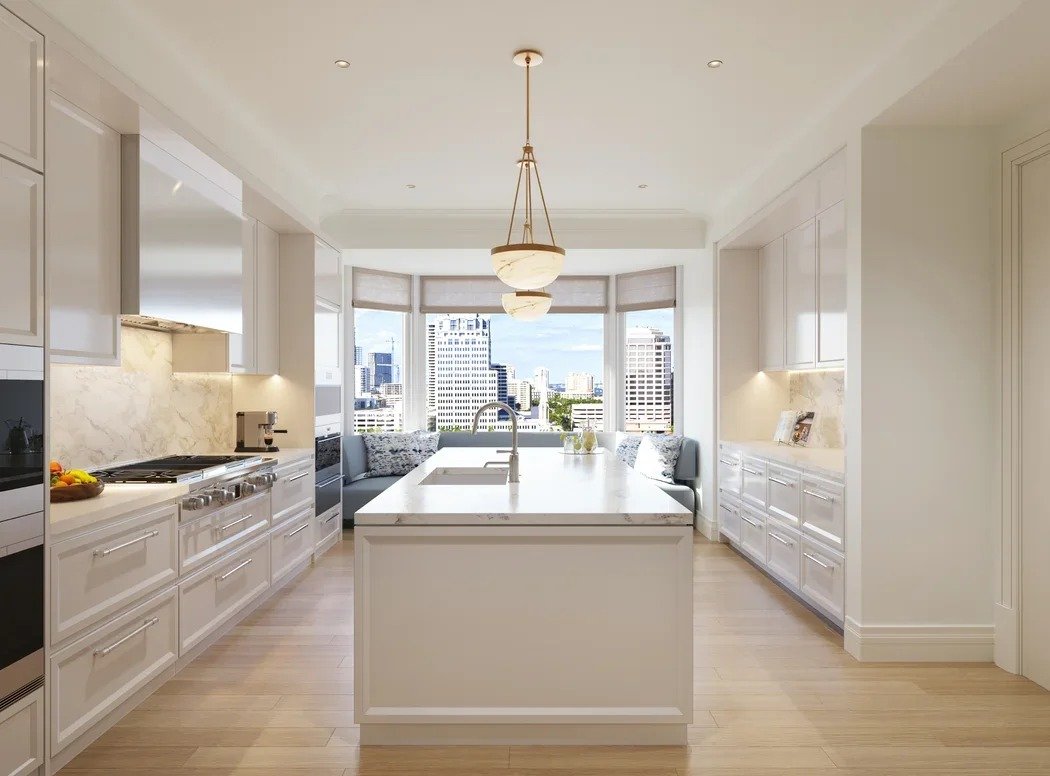 A residence kitchen at South Flagler House — developer rendering