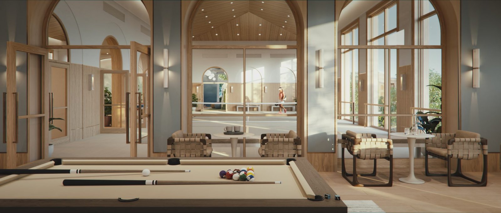 The games room at South Flagler House — developer rendering