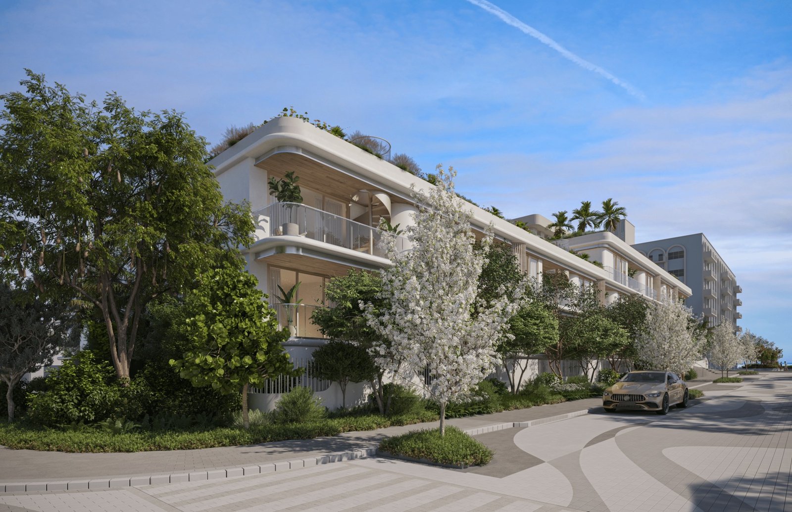 Surf Row Residences at the Harding Avenue corner — developer rendering