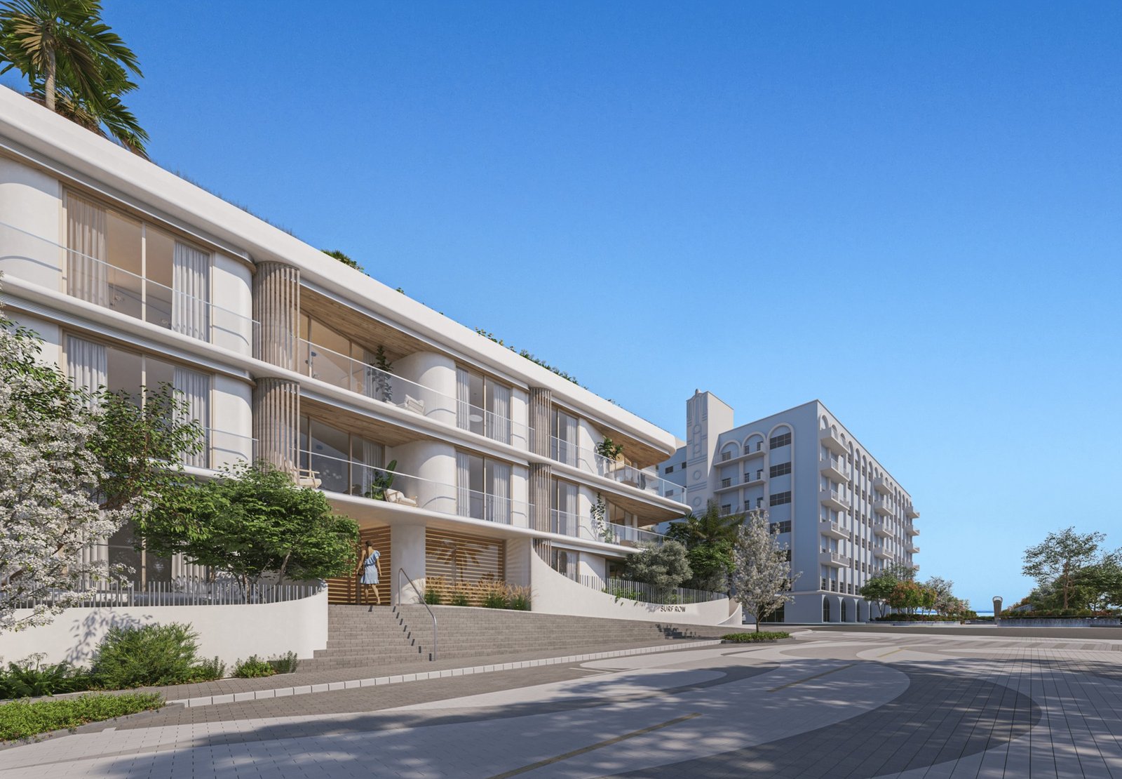 The entrance to Surf Row Residences — developer rendering