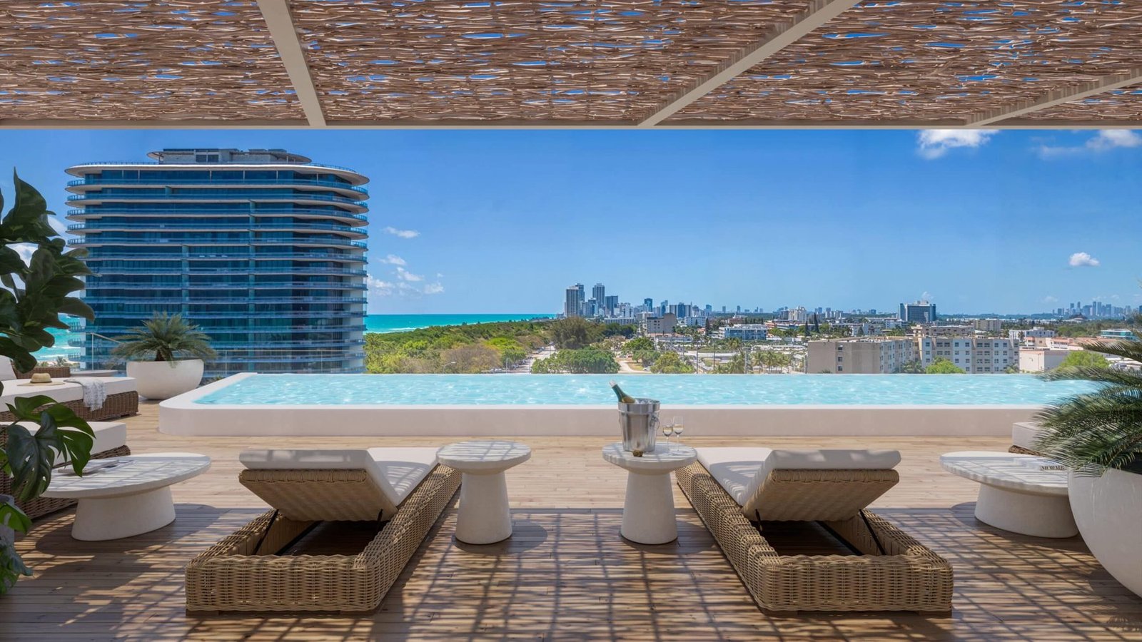 The rooftop pool at Surf Row Residences — developer rendering