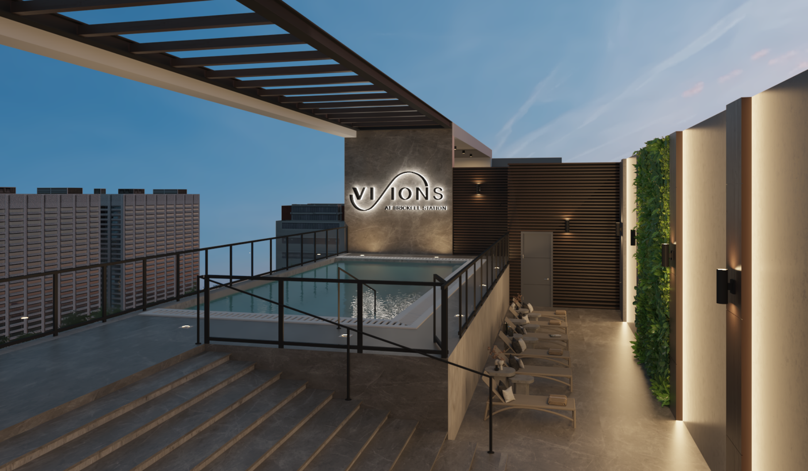 - Visions at Brickell Station The pool terrace at Visions at Brickell Station — developer rendering