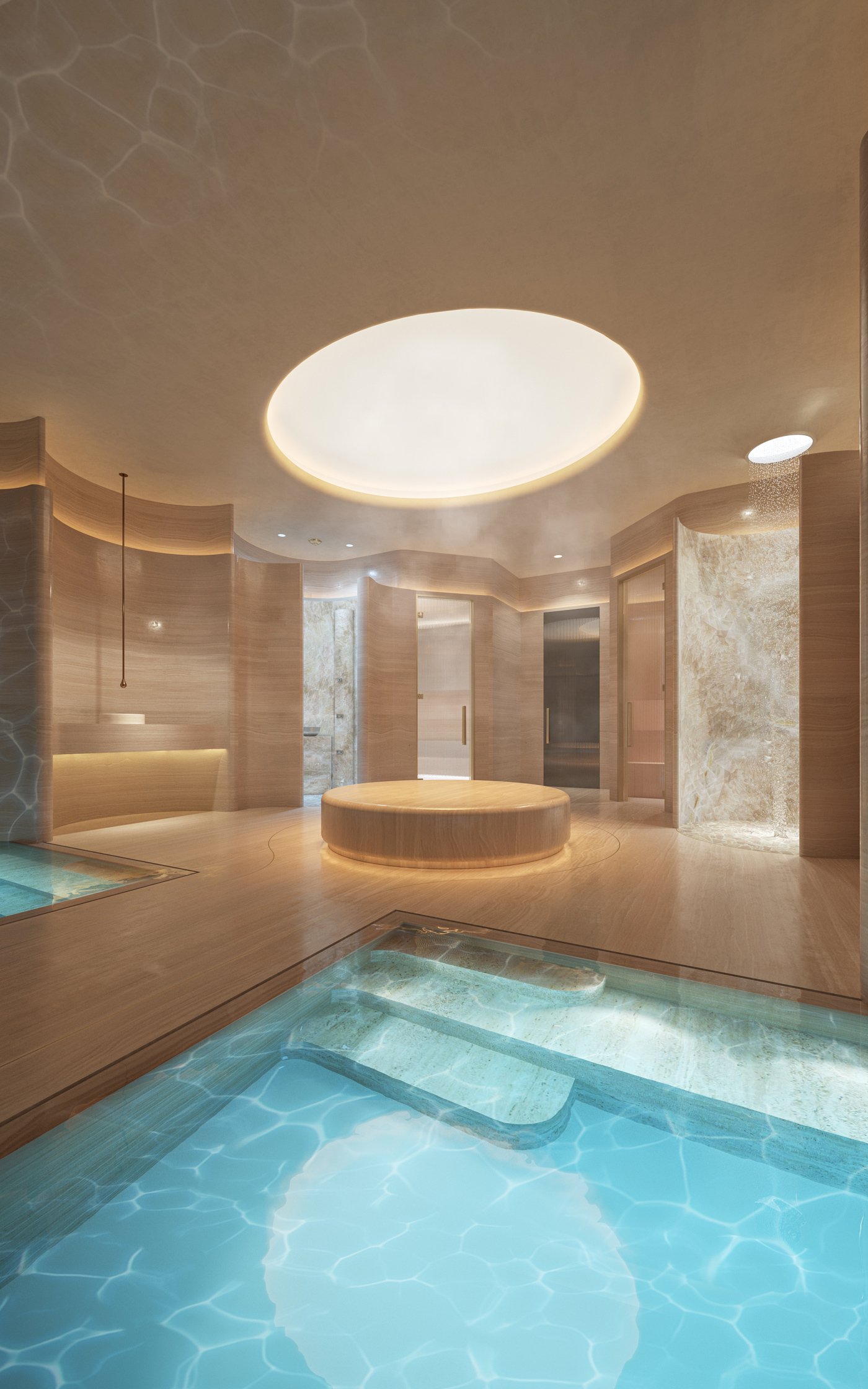 An amenity space at Waldorf Astoria Residences Pompano Beach — developer rendering