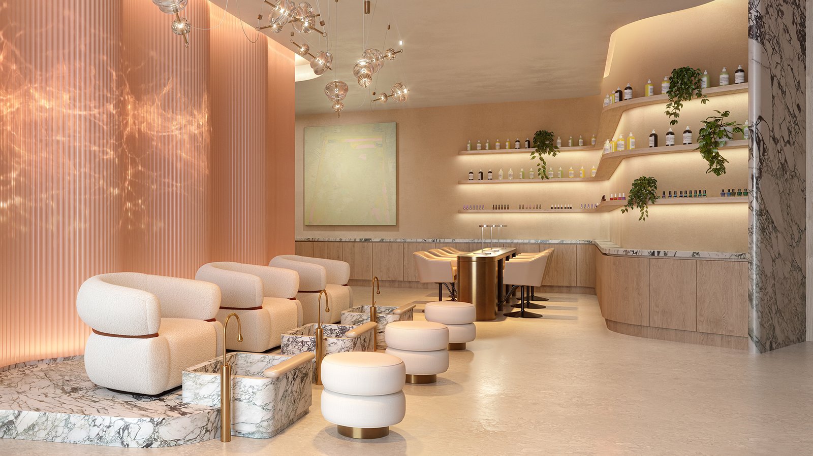 An amenity space at Waldorf Astoria Residences Pompano Beach — developer rendering