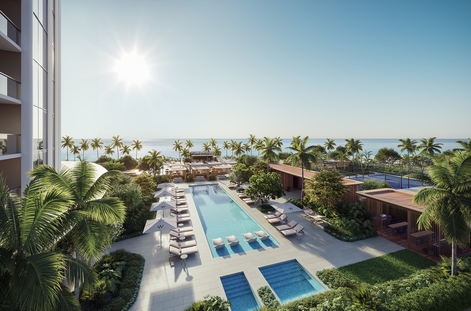 An amenity space at Waldorf Astoria Residences Pompano Beach — developer rendering