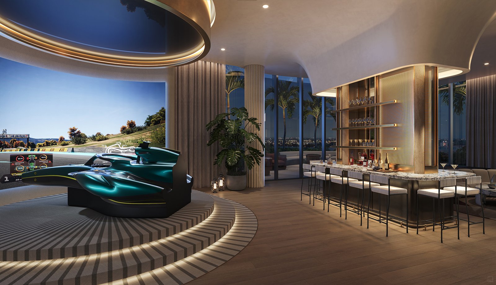 An amenity space at Waldorf Astoria Residences Pompano Beach — developer rendering