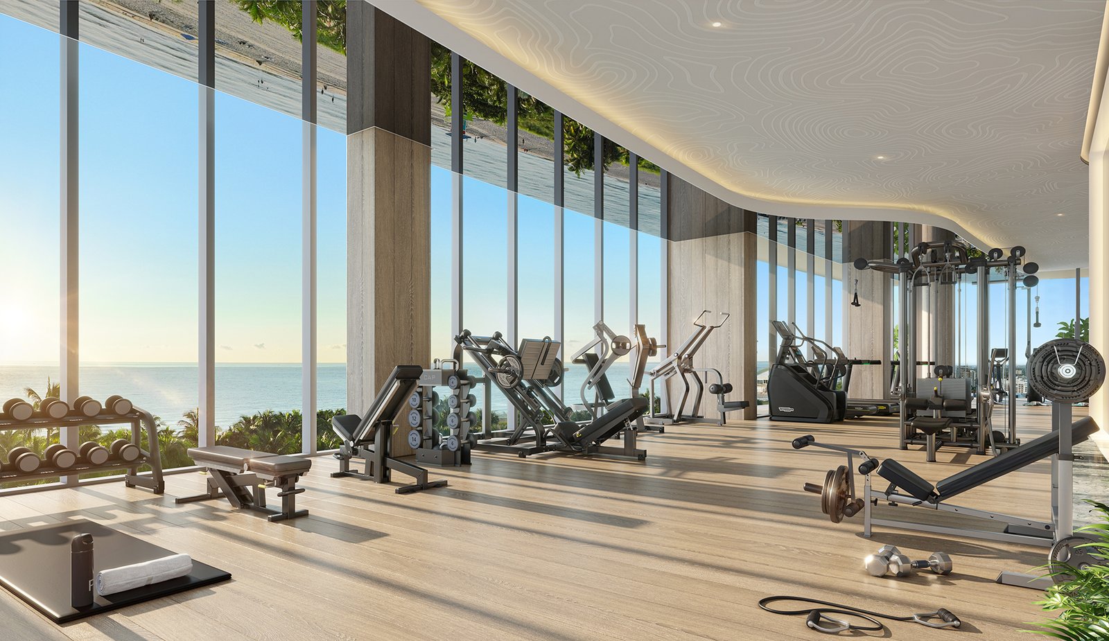 An amenity space at Waldorf Astoria Residences Pompano Beach — developer rendering