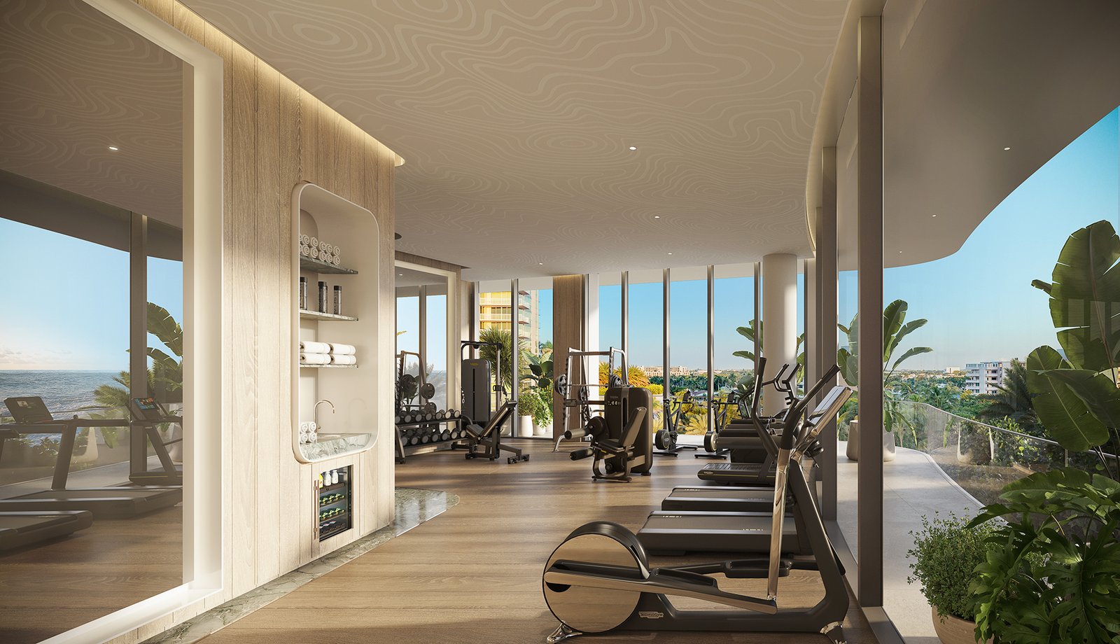 An amenity space at Waldorf Astoria Residences Pompano Beach — developer rendering