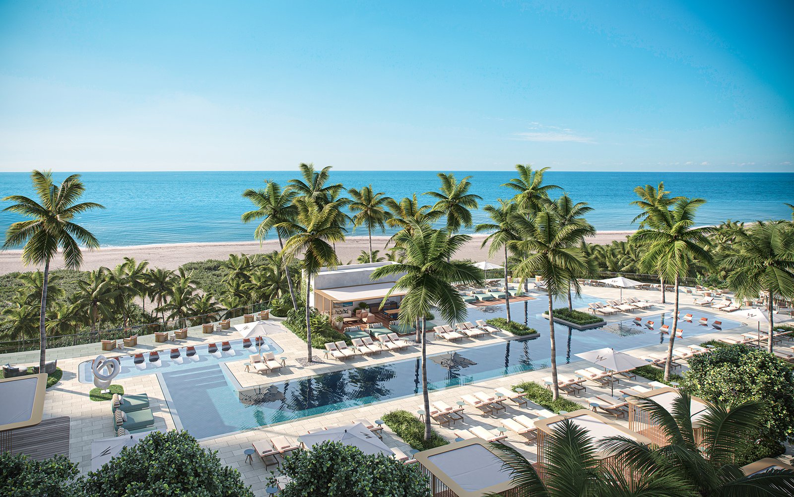 An amenity space at Waldorf Astoria Residences Pompano Beach — developer rendering