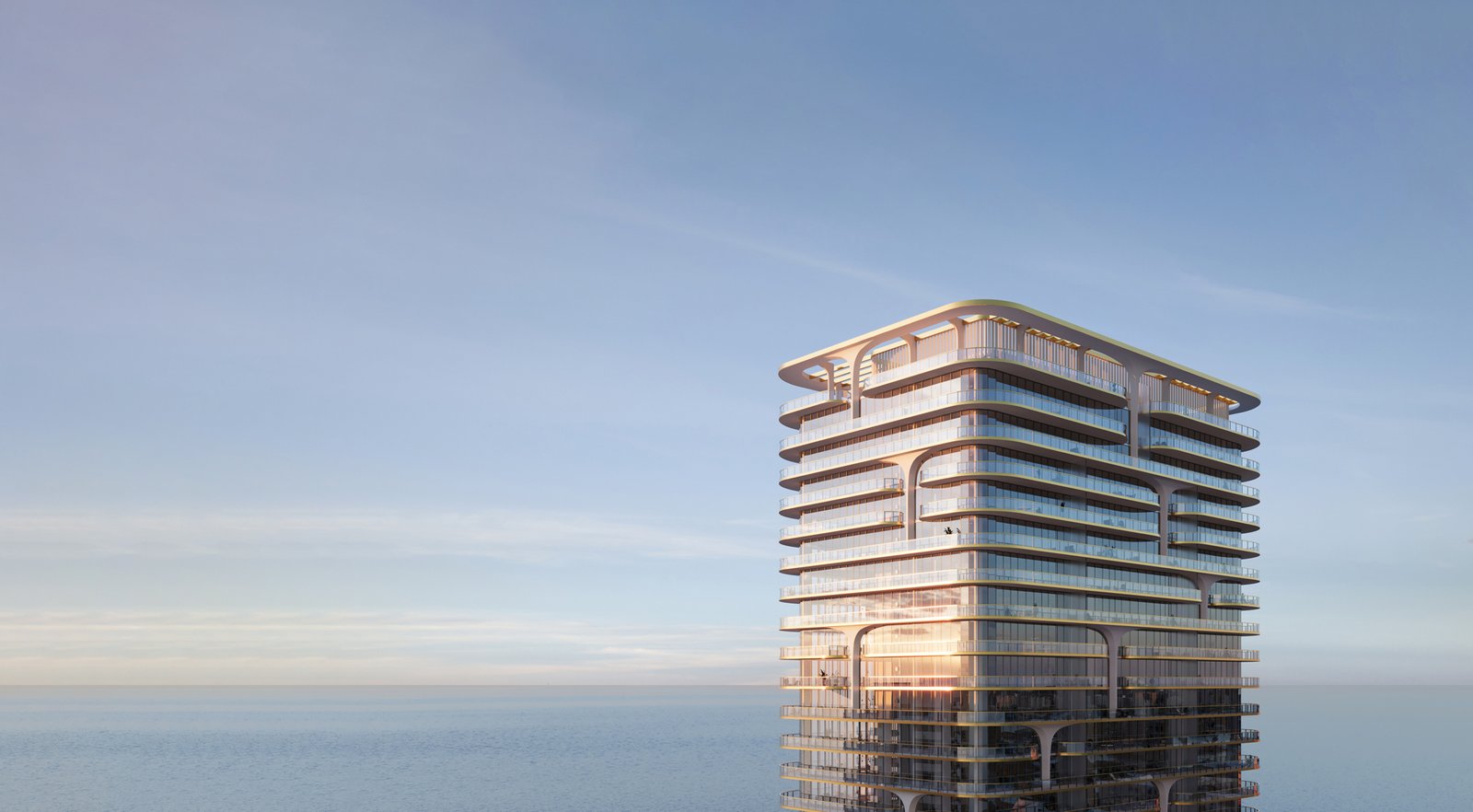 The crown of Waldorf Astoria Residences Pompano Beach — developer rendering