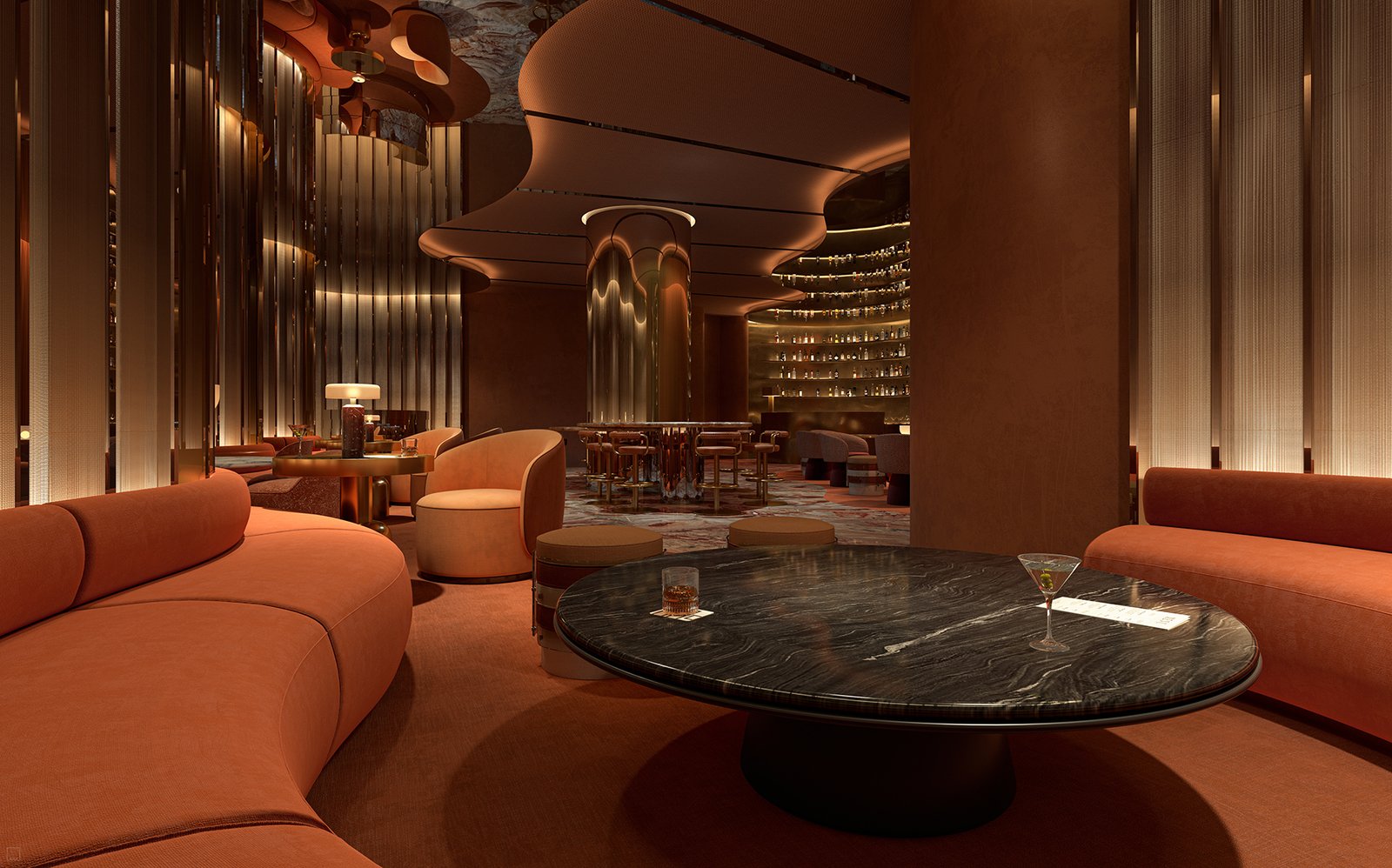 The speakeasy at Waldorf Astoria Residences Pompano Beach — developer rendering